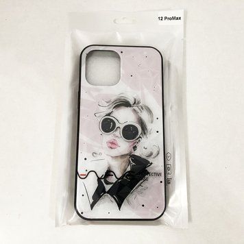 Чохол для Apple Iphone 12 Pro Max дівчина в окулярах. Колір: рожевий ws54952 фото