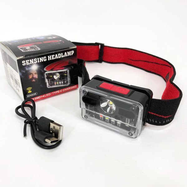 Ліхтар налобний M-006-XPG+8SMD+4SMD(white+red+green+blue+UV), Ліхтар акумуляторний для риболовлі ws74917 фото