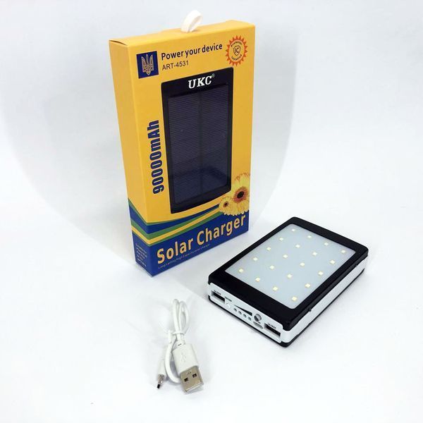 УМБ Power Bank Solar 90000 mAh мобільне зарядне з сонячною панеллю та лампою, Power Bank Charger Батарея ws44689 фото
