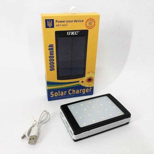 УМБ Power Bank Solar 90000 mAh мобільне зарядне з сонячною панеллю та лампою, Power Bank Charger Батарея ws44689 фото