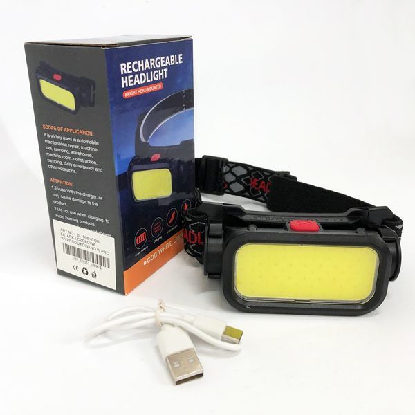 Ліхтар налобний BL-008+COB (white+red), червоне світло, водозахист, вбудований акумулятор ws95481 фото