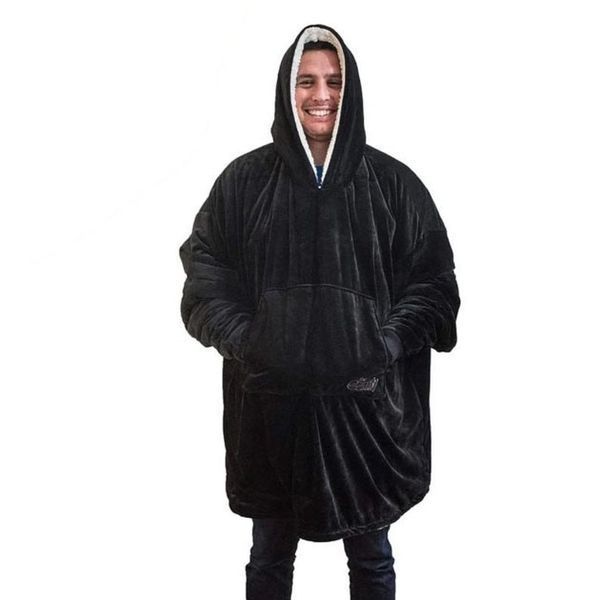 Толстовка плед з капюшоном і рукавами Huggle Hoodie оверсайз Black ws96134-3 фото