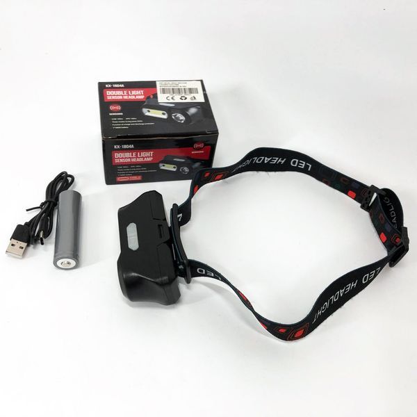 Ліхтар налобний BL-1804A COB XPE з датчиком руху, Ліхтар акумуляторний для риболовлі ws61658 фото