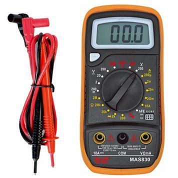 Мультиметр цифровий HAOYUE MAS830 батарейка 9V, 2 щупи, з продзвонюванням і тестом транзисторів ws63883 фото