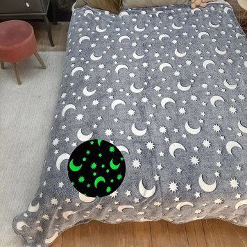 Плед, що світиться в темряві, плюшеве покривало Blanket kids Magic Star 150х100 см флісова ковдра. Колір: сірий ws75594 фото