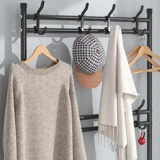 Вішалка для одягу New simple floor clothes rack з полицями для взуття метал ws99519 фото