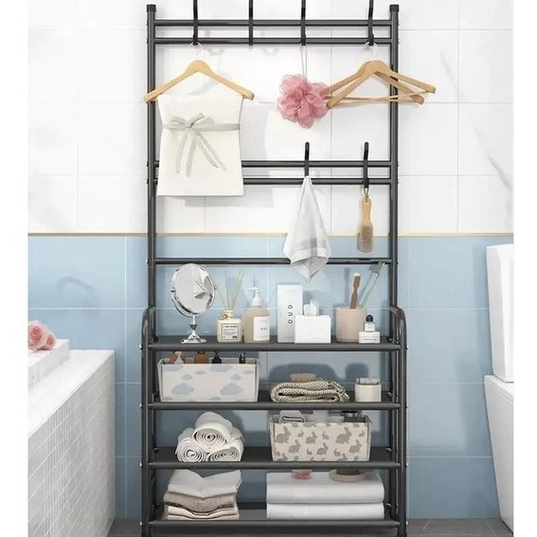 Вішалка для одягу New simple floor clothes rack з полицями для взуття метал ws99519 фото