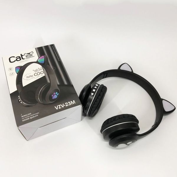 Бездротові навушники з котячими вушками та RGB підсвічуванням Cat VZV 23M. Колір: чорний ws53257 фото