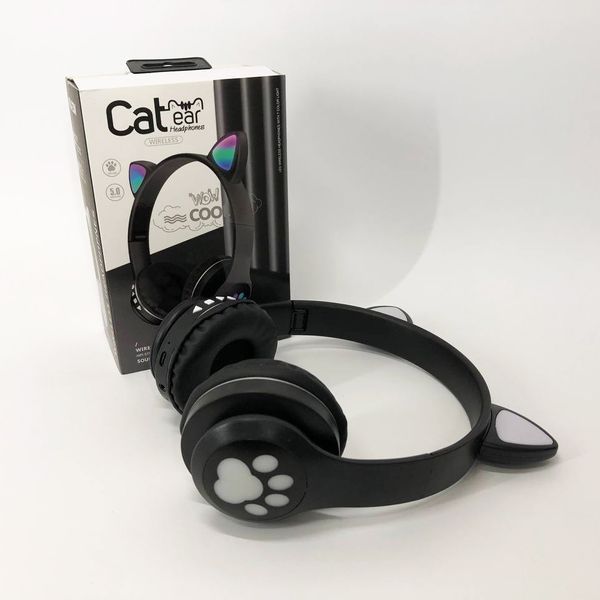 Бездротові навушники з котячими вушками та RGB підсвічуванням Cat VZV 23M. Колір: чорний ws53257 фото