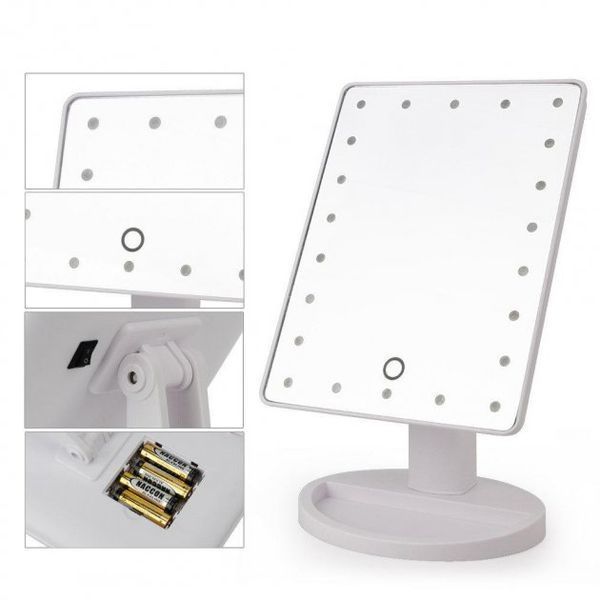 Дзеркало для макіяжу з 16 LED підсвічуванням Mirror White, Дзеркало, що світиться, для макіяжу. Колір: білий ws11962 фото