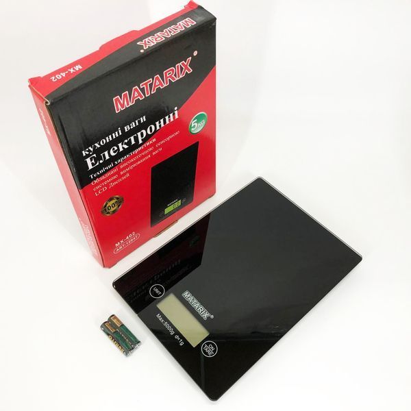 Ваги кухонні MATARIX MX-402 5 кг з дисплеєм, Компактні кухонні ваги для їжі. Колір: чорний ws58831-1 фото