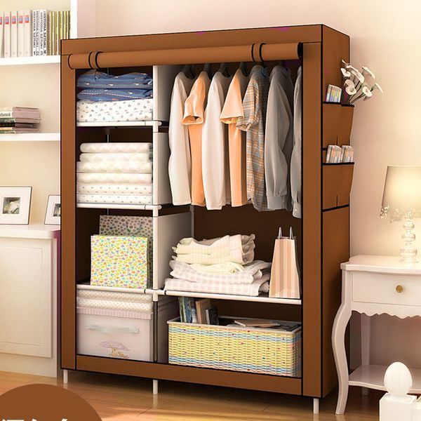 Шафа складна тканинна STORAGE WARDROBE KM-105 на 2 секції | Шафа розбірна з тканини | органайзер для одягу (106х45х170). Колір: коричневий ws59945 фото