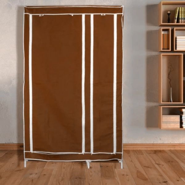 Шафа складна тканинна STORAGE WARDROBE KM-105 на 2 секції | Шафа розбірна з тканини | органайзер для одягу (106х45х170). Колір: коричневий ws59945 фото