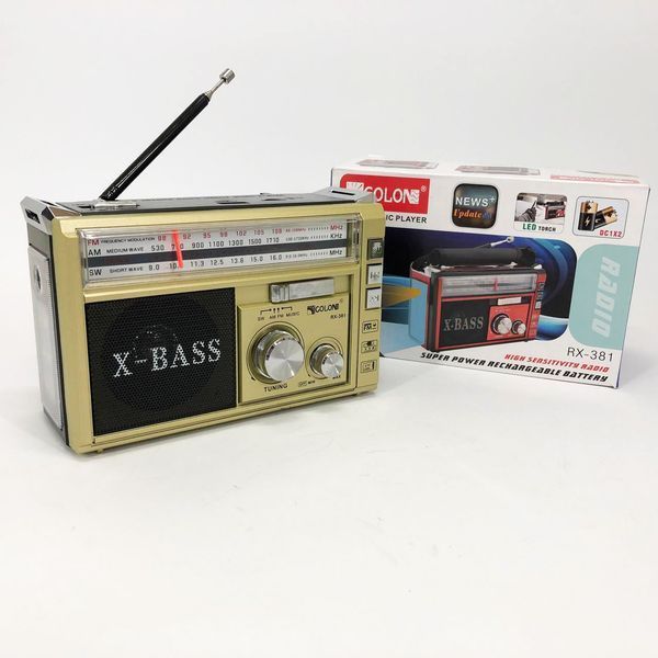 Радіоприймач портативне радіо Golon RX-381 акумуляторний ретро стовпчик usb sd mp3 fm. Колір: жовтий ws46321-2 фото