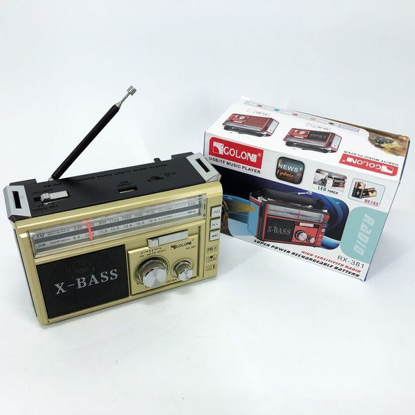 Радіоприймач портативне радіо Golon RX-381 акумуляторний ретро стовпчик usb sd mp3 fm. Колір: жовтий ws46321-2 фото