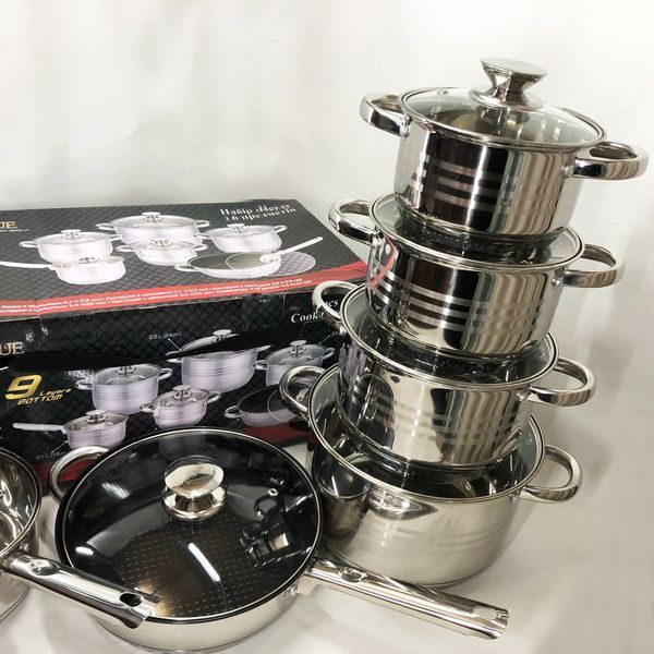 Набір посуду UNIQUE UN-5037 12 предметів (16; 16; 18; 20; 24; сковорода 24 см) ws61543 фото