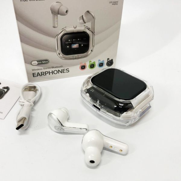 Бездротові вакуумні навушники TWS з дисплеєм LED, вологозахист IPx4 Bluetooth 5.4 з кейсом. Колір: білий ws73645-3 фото