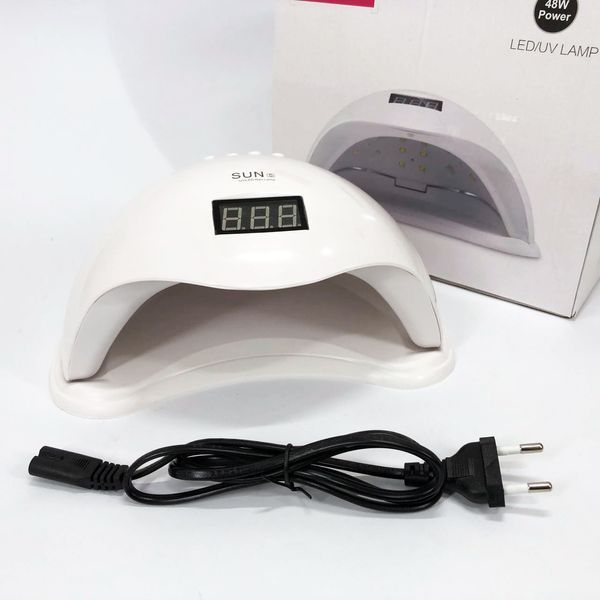 Лампа SUNUV SUN 5 PLUS 48W WHITE UV/LED для полімеризації, Професійна лампа для нігтів з таймером ws55929 фото