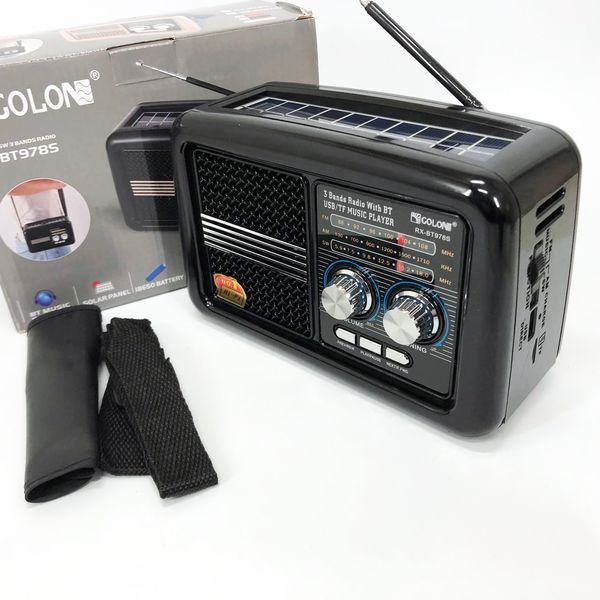 Радіо приймач Golon RX-BT978S сонячна панель AUX 3.5mm, Радіо приймач з вбудованим акумулятором ws58712 фото