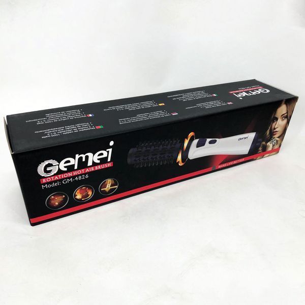 Фен-щітка для волосся фен, що обертається Gemei GM-4826, фен з насадкою брашинг, щітка для волосся, що обертається ws84966 фото