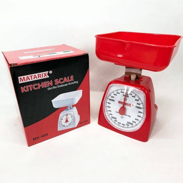 Ваги кухонні механічні MATARIX MX-405 5 кг, ваги для зважування продуктів. Колір: червоний ws65953-1 фото